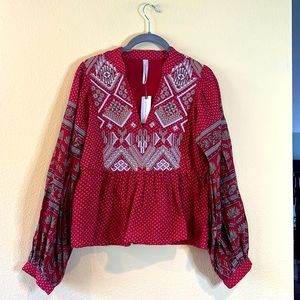 Anthropologie Embroidered Blouse